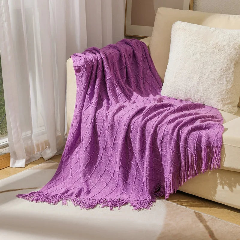 Sedge Fringed Knit Throw
