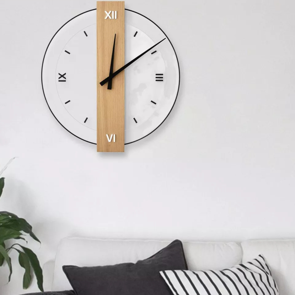 Large Wood Frame Wall Clock