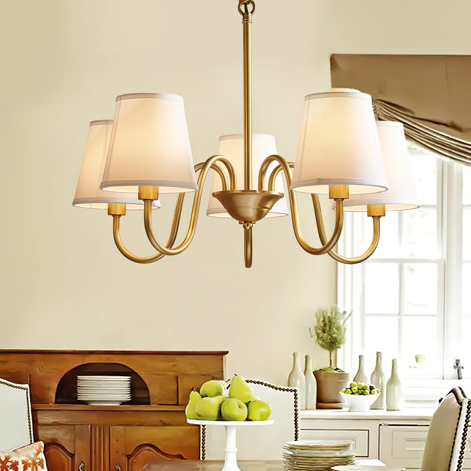 Harrow Aged Brass & Linen Chandelier