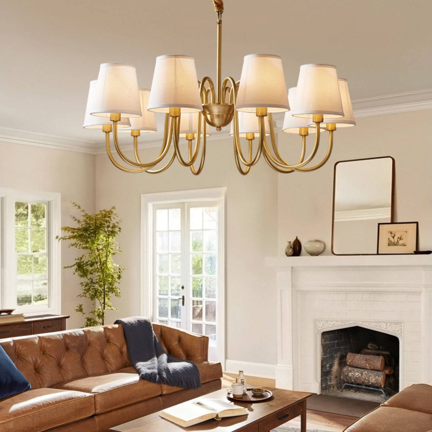 Harrow Aged Brass & Linen Chandelier