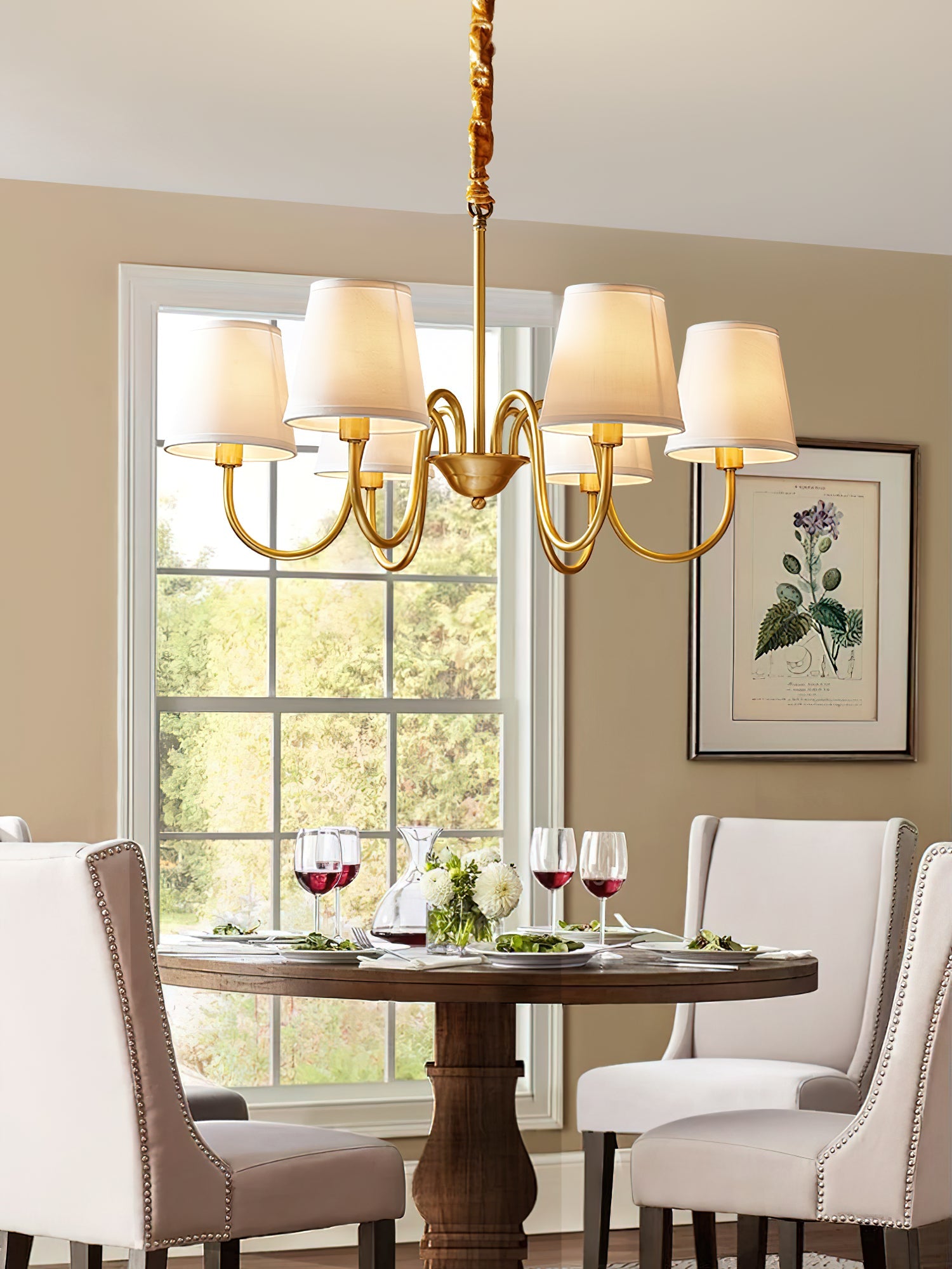 Harrow Aged Brass & Linen Chandelier