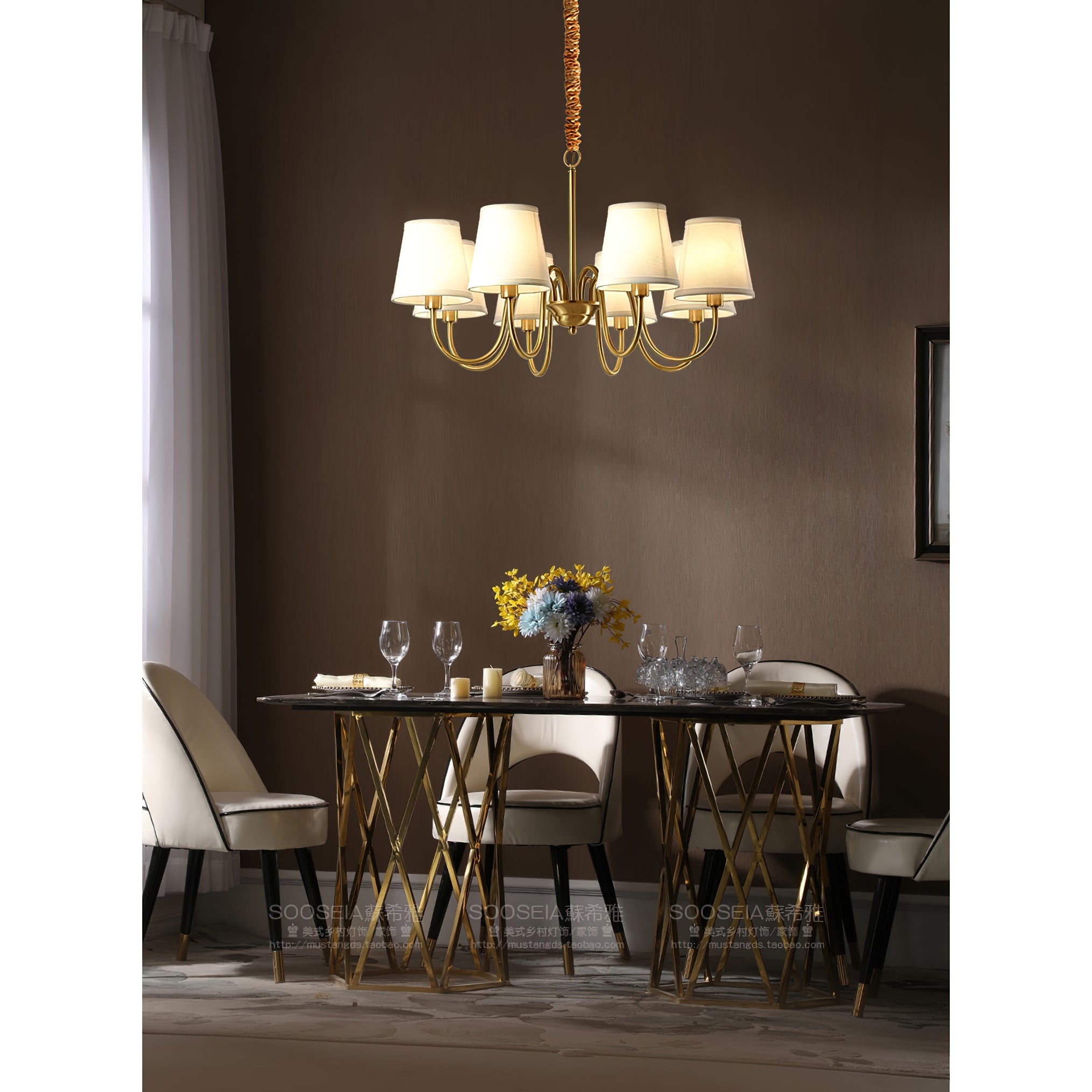 Harrow Aged Brass & Linen Chandelier