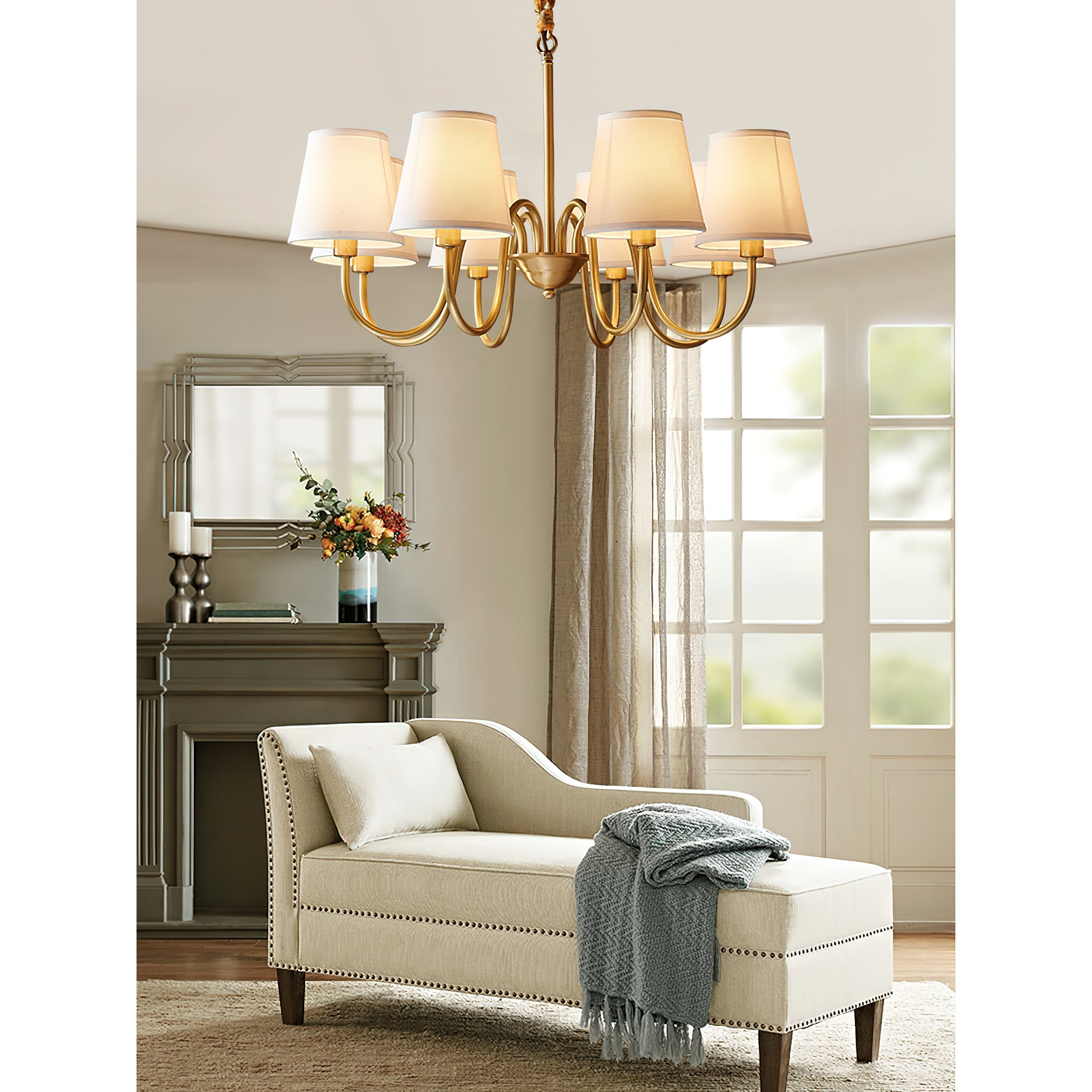 Harrow Aged Brass & Linen Chandelier