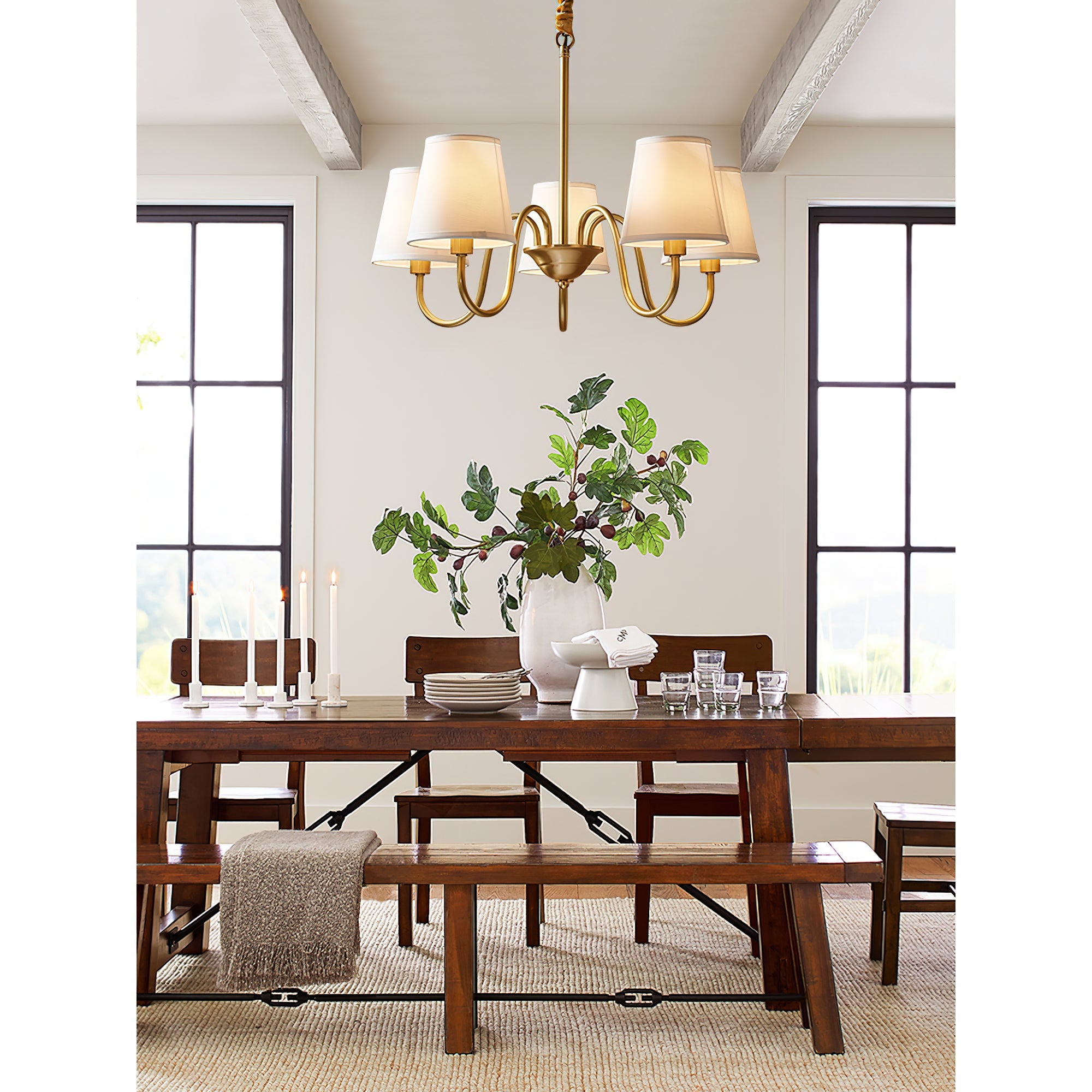 Harrow Aged Brass & Linen Chandelier