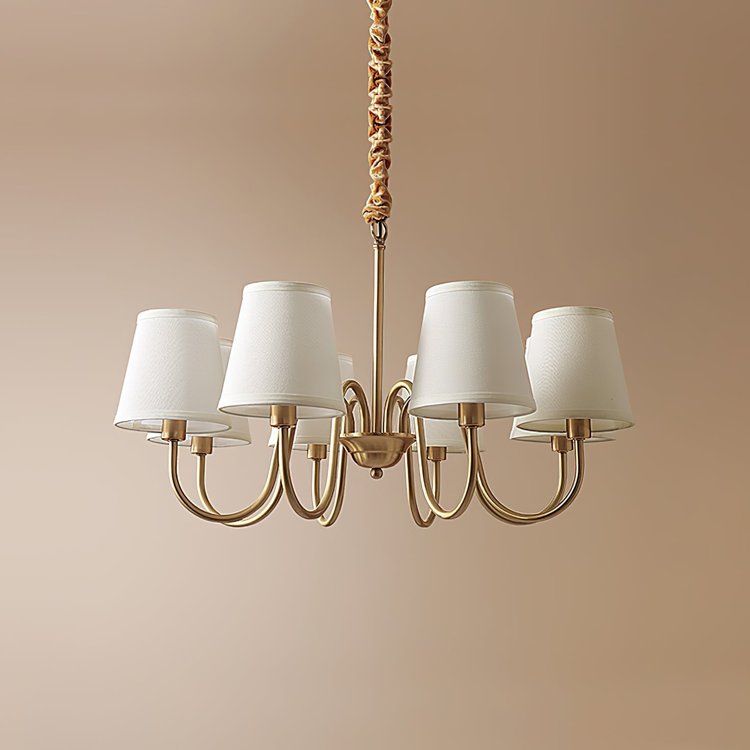 Harrow Aged Brass & Linen Chandelier