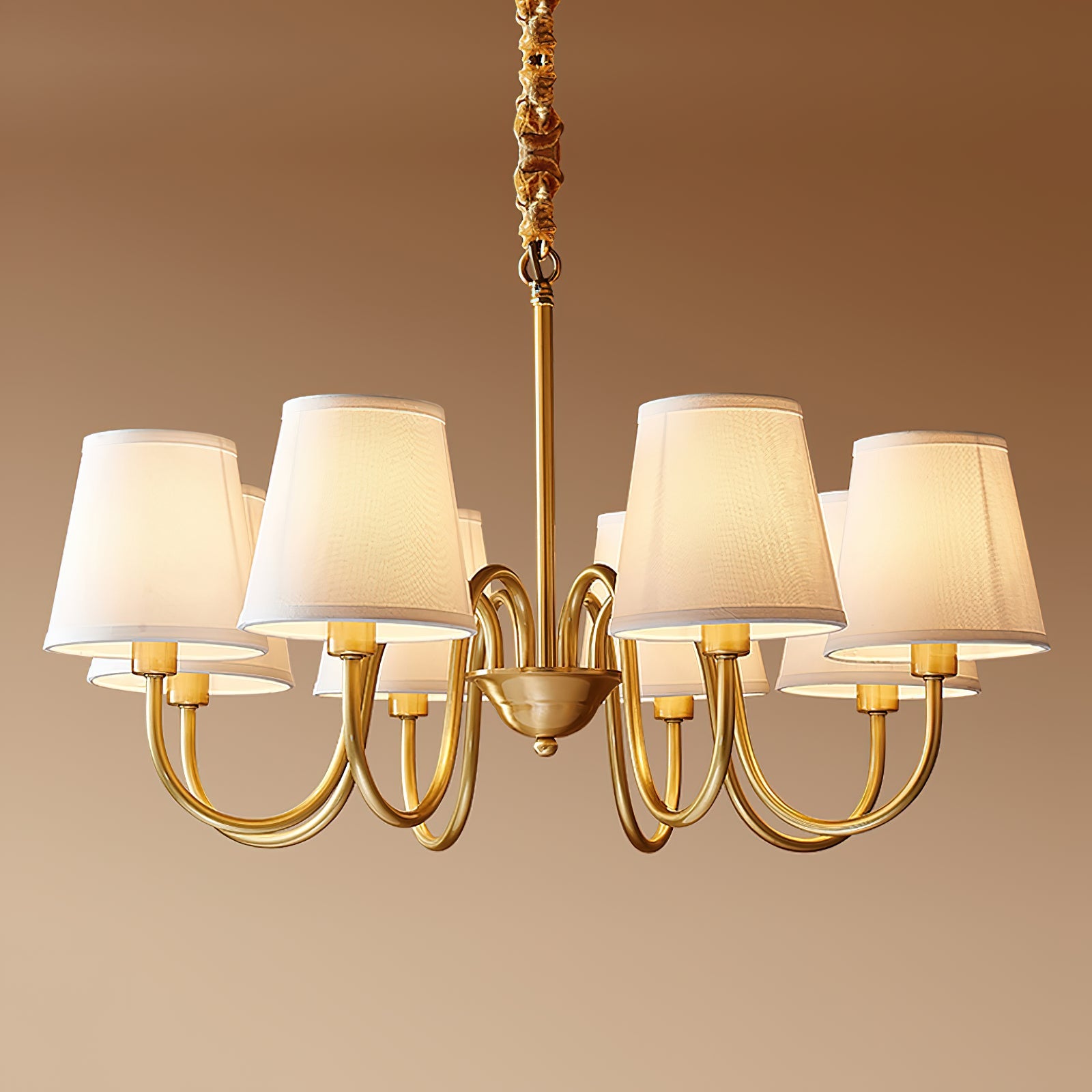 Harrow Aged Brass & Linen Chandelier