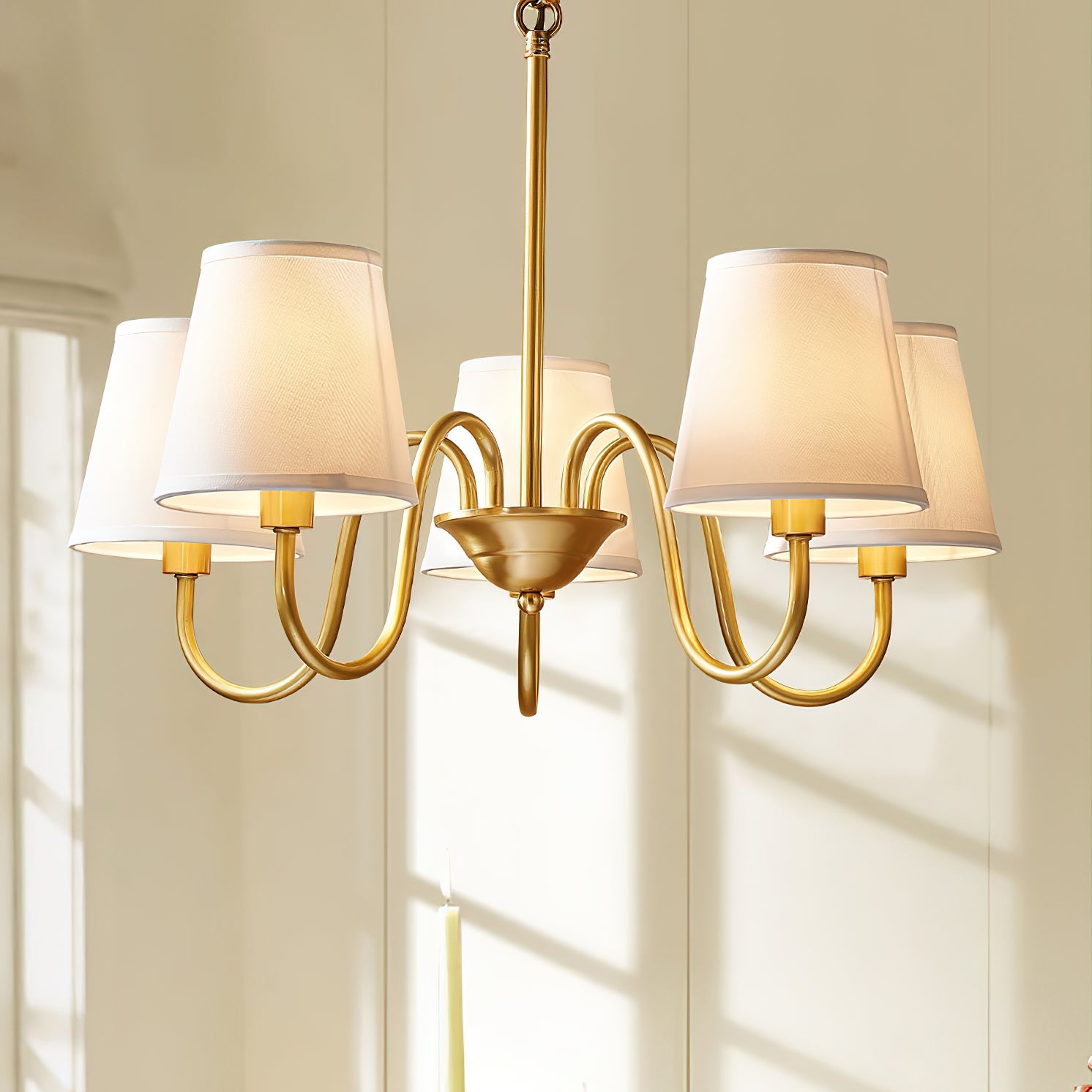 Harrow Aged Brass & Linen Chandelier