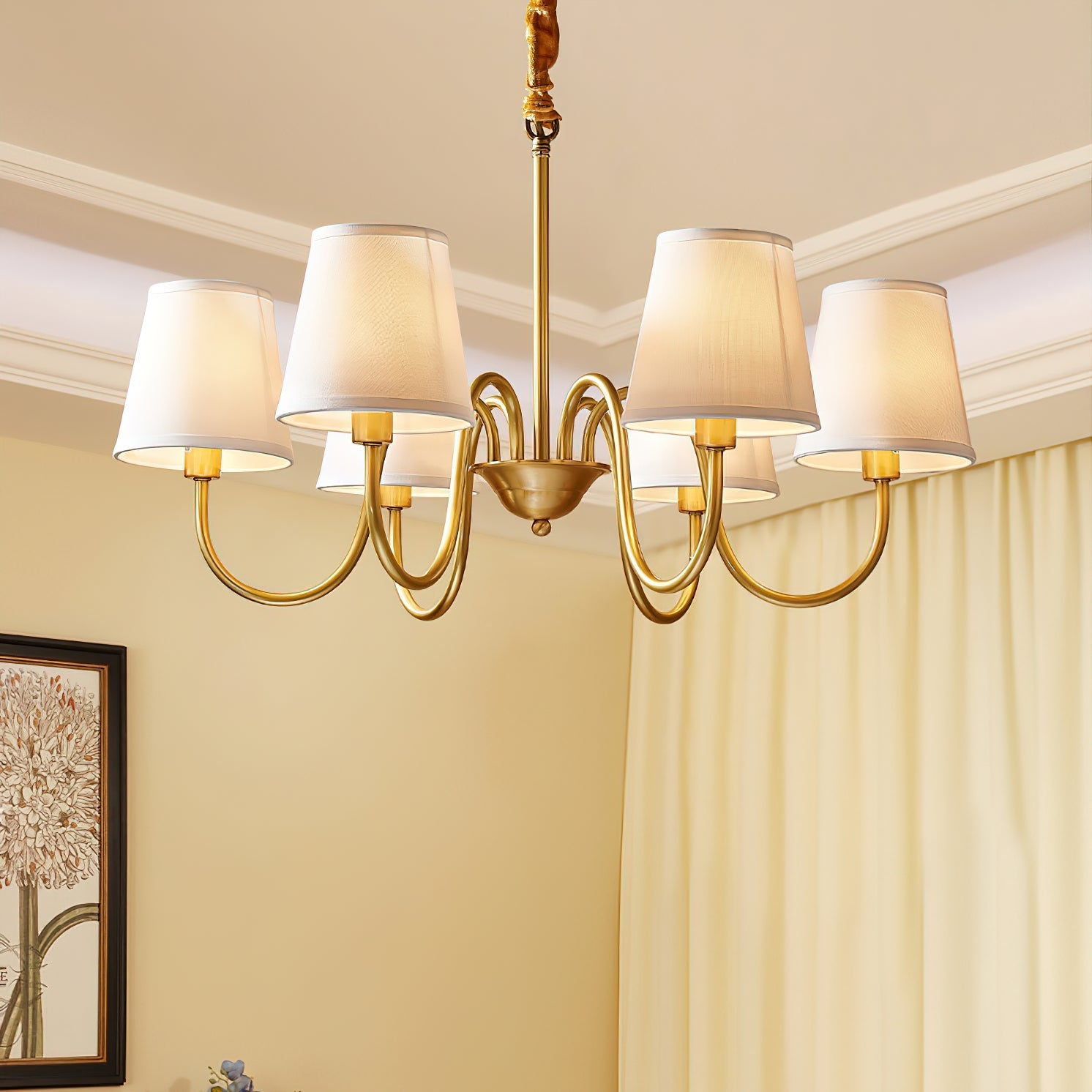 Harrow Aged Brass & Linen Chandelier