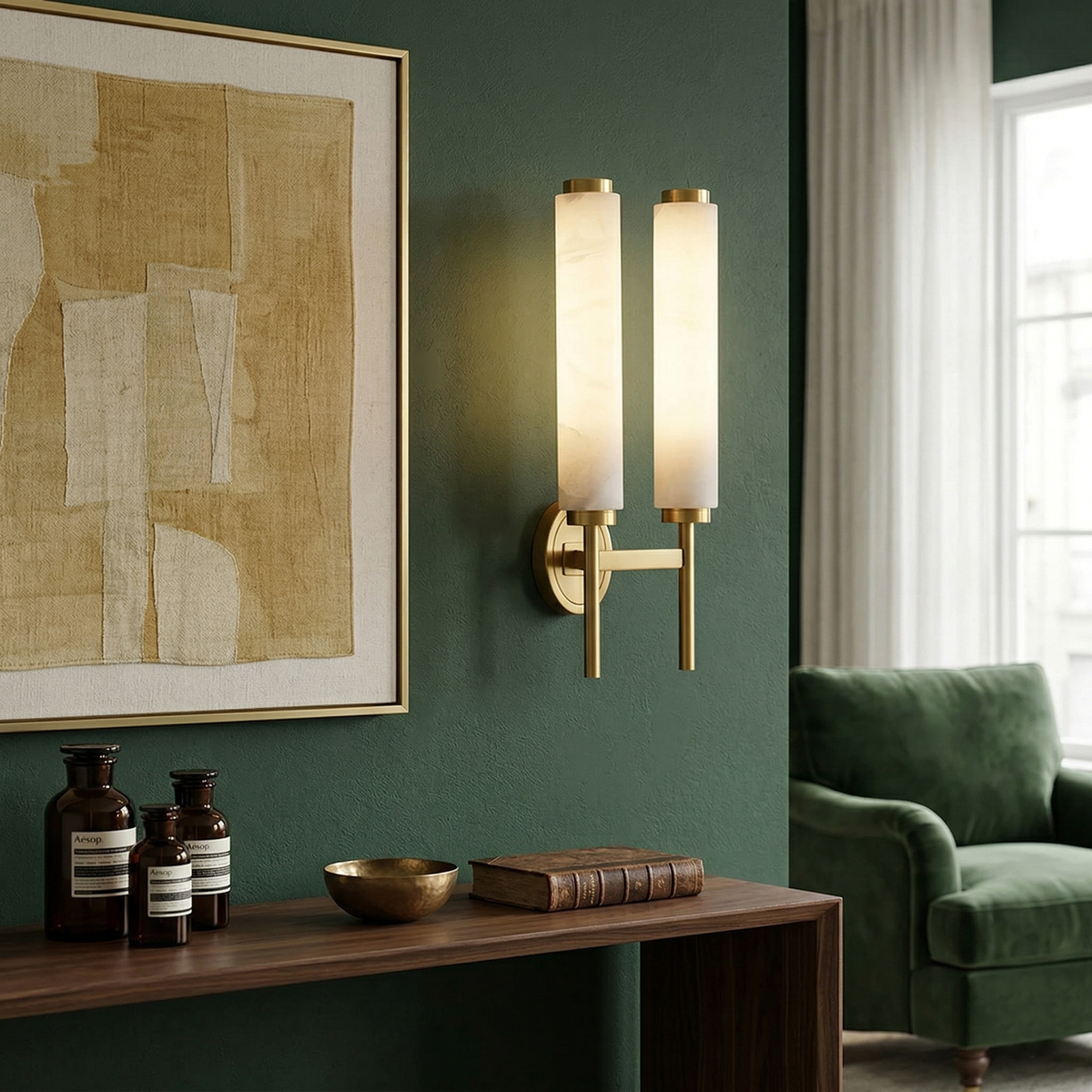 Talia Alabaster Column Sconce