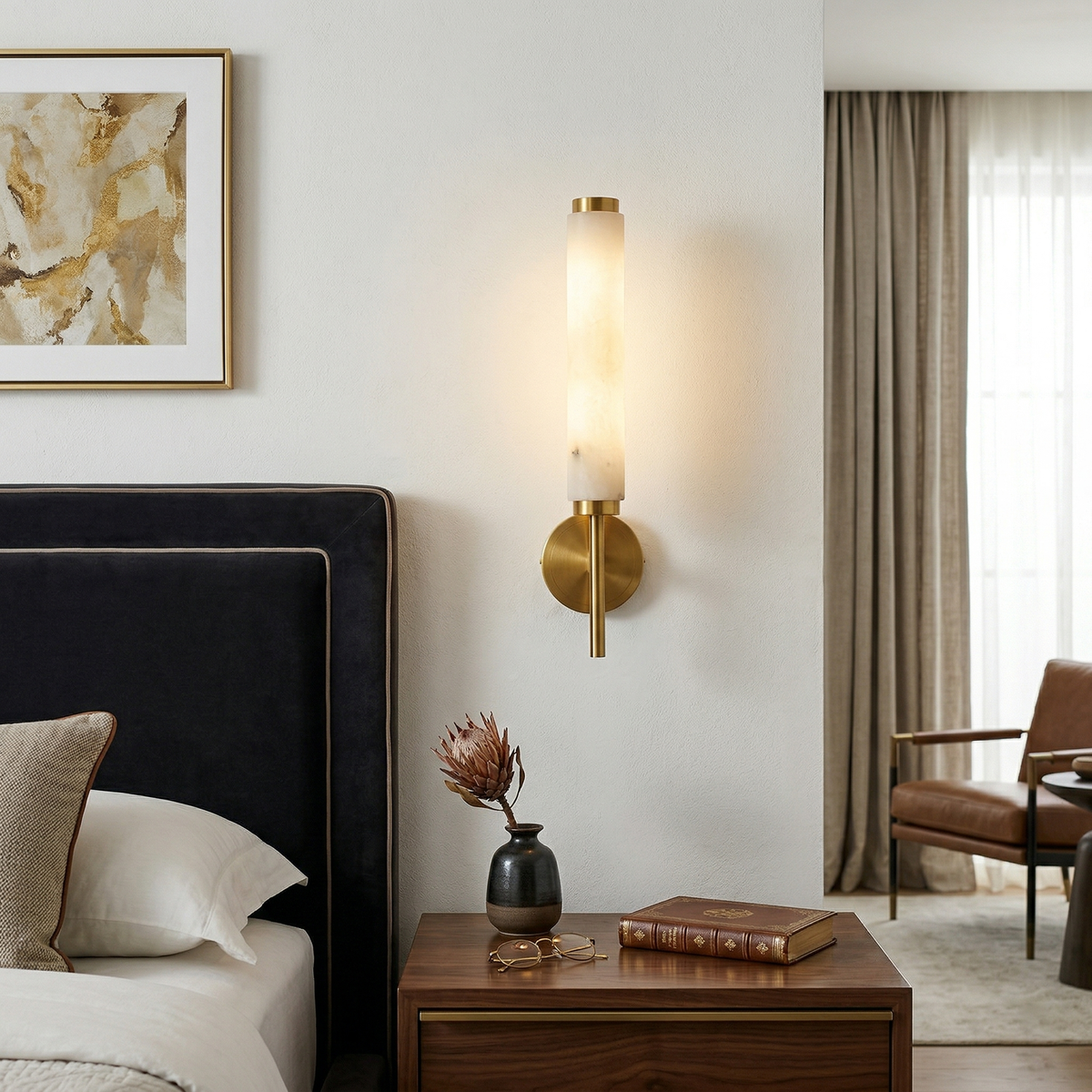 Talia Alabaster Column Sconce