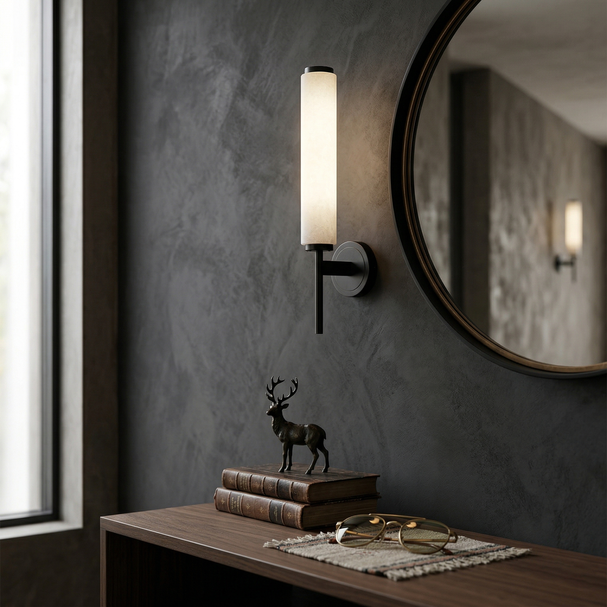 Talia Alabaster Column Sconce