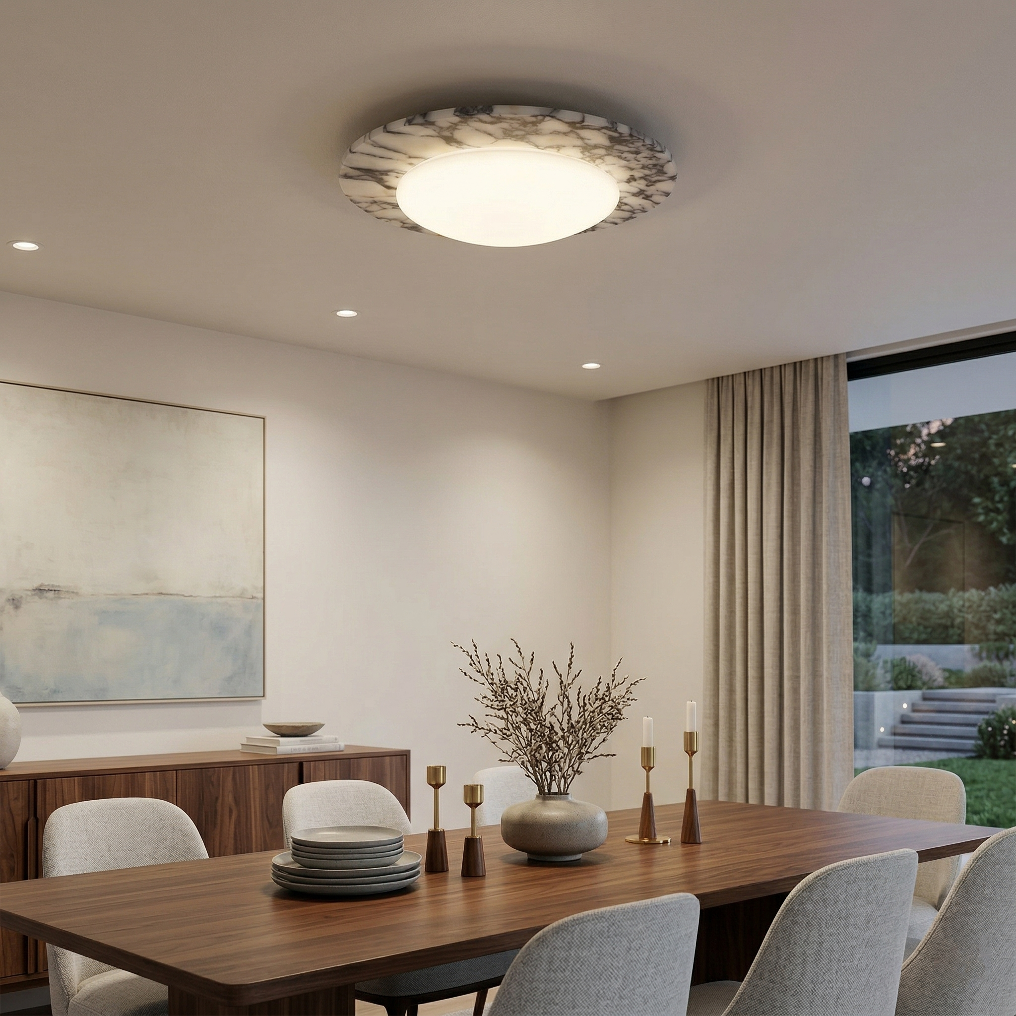 Selene Marble Oval Flush Mount