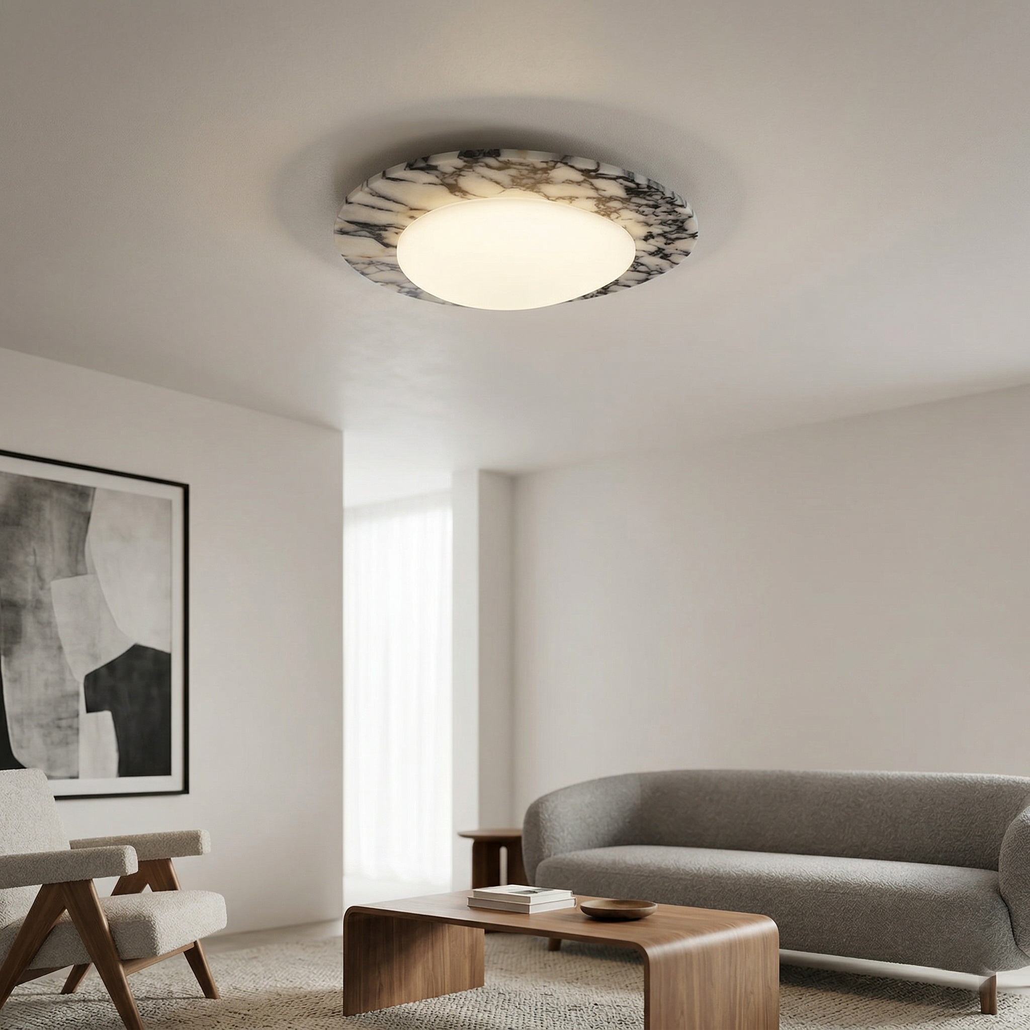 Selene Marble Oval Flush Mount