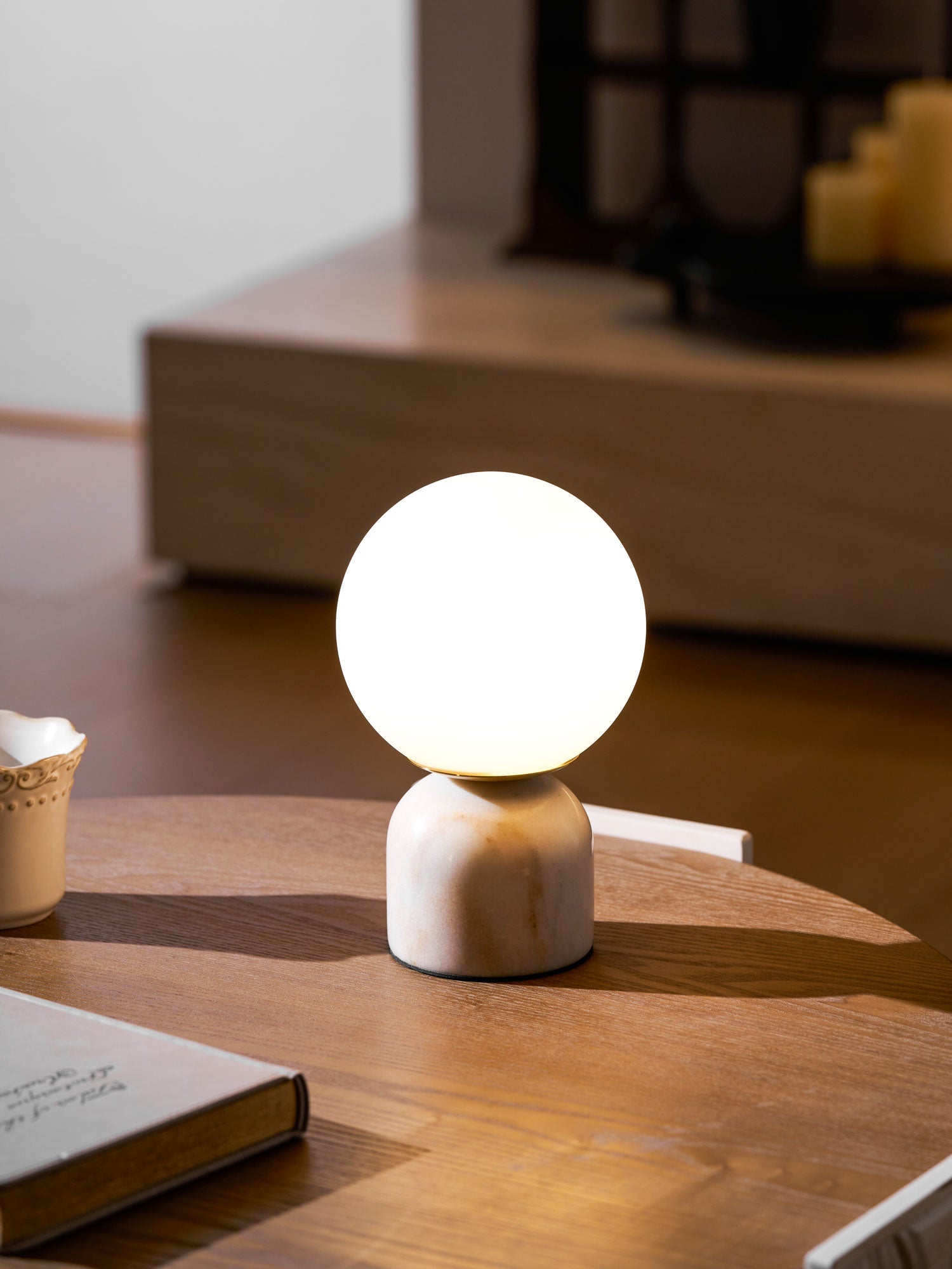 Vesta Marble & Opal Glass Table Lamp