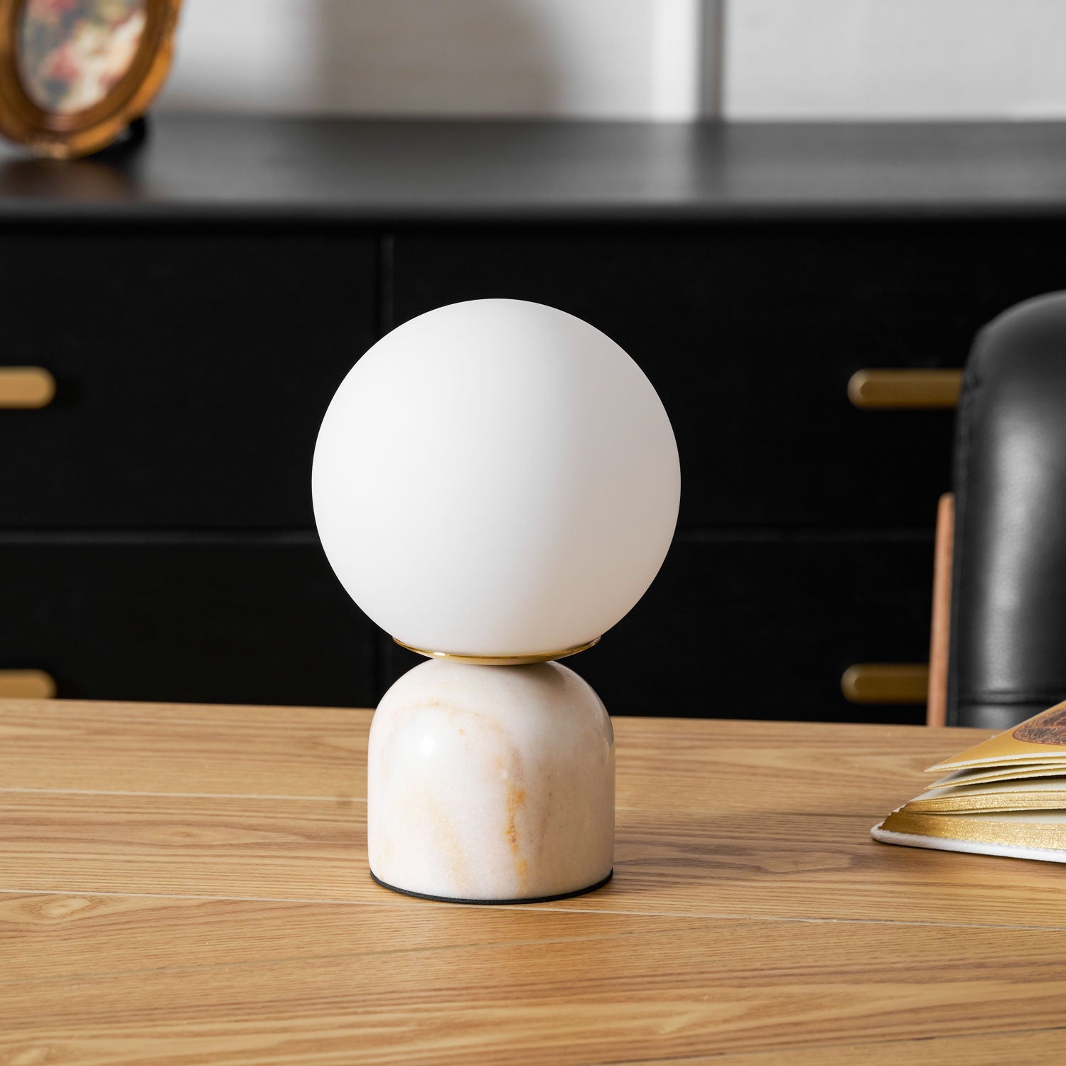 Vesta Marble & Opal Glass Table Lamp