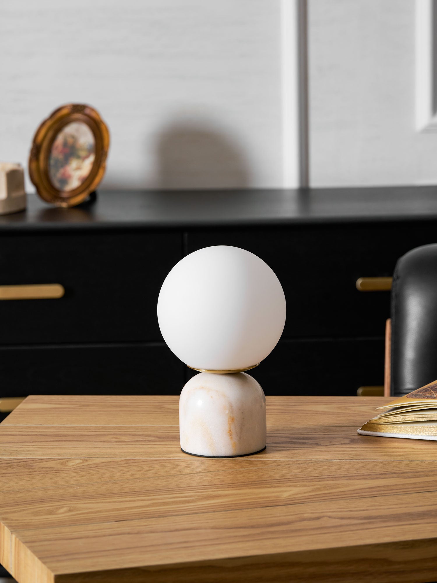 Vesta Marble & Opal Glass Table Lamp