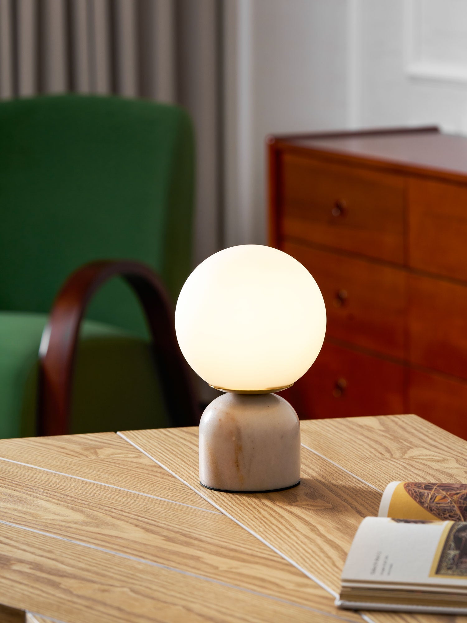 Vesta Marble & Opal Glass Table Lamp