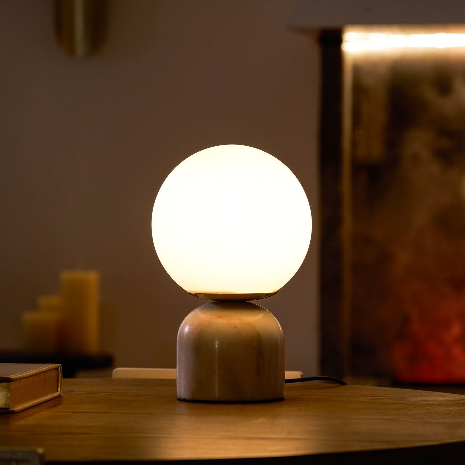 Vesta Marble & Opal Glass Table Lamp