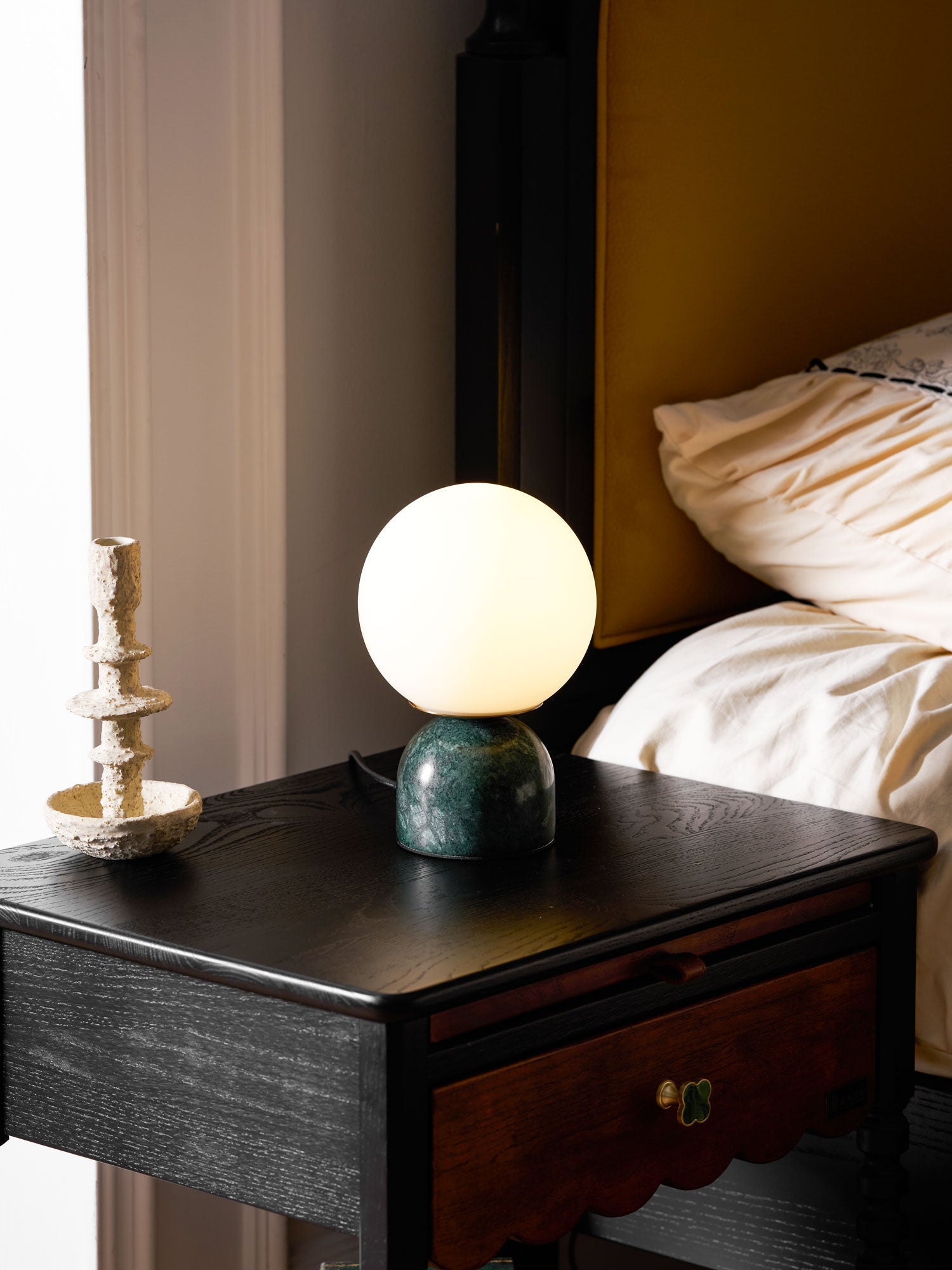 Vesta Marble & Opal Glass Table Lamp