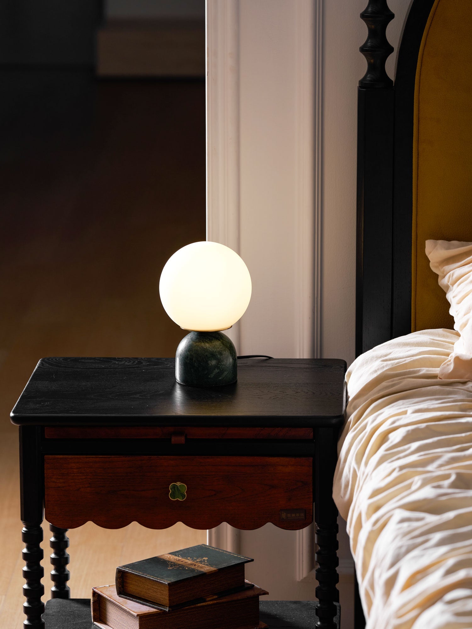 Vesta Marble & Opal Glass Table Lamp