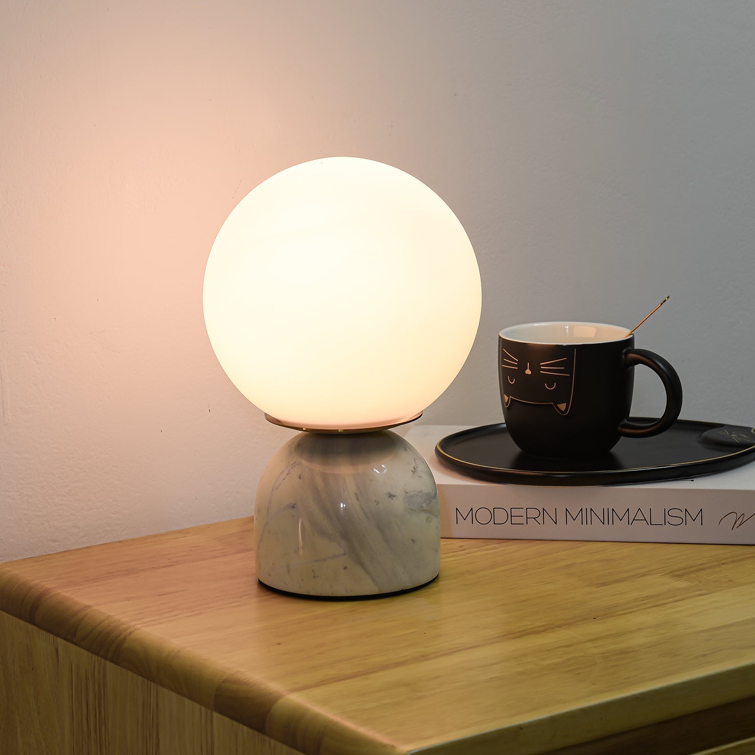 Vesta Marble & Opal Glass Table Lamp