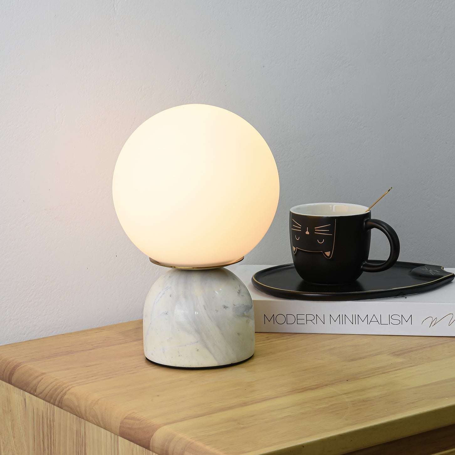 Vesta Marble & Opal Glass Table Lamp