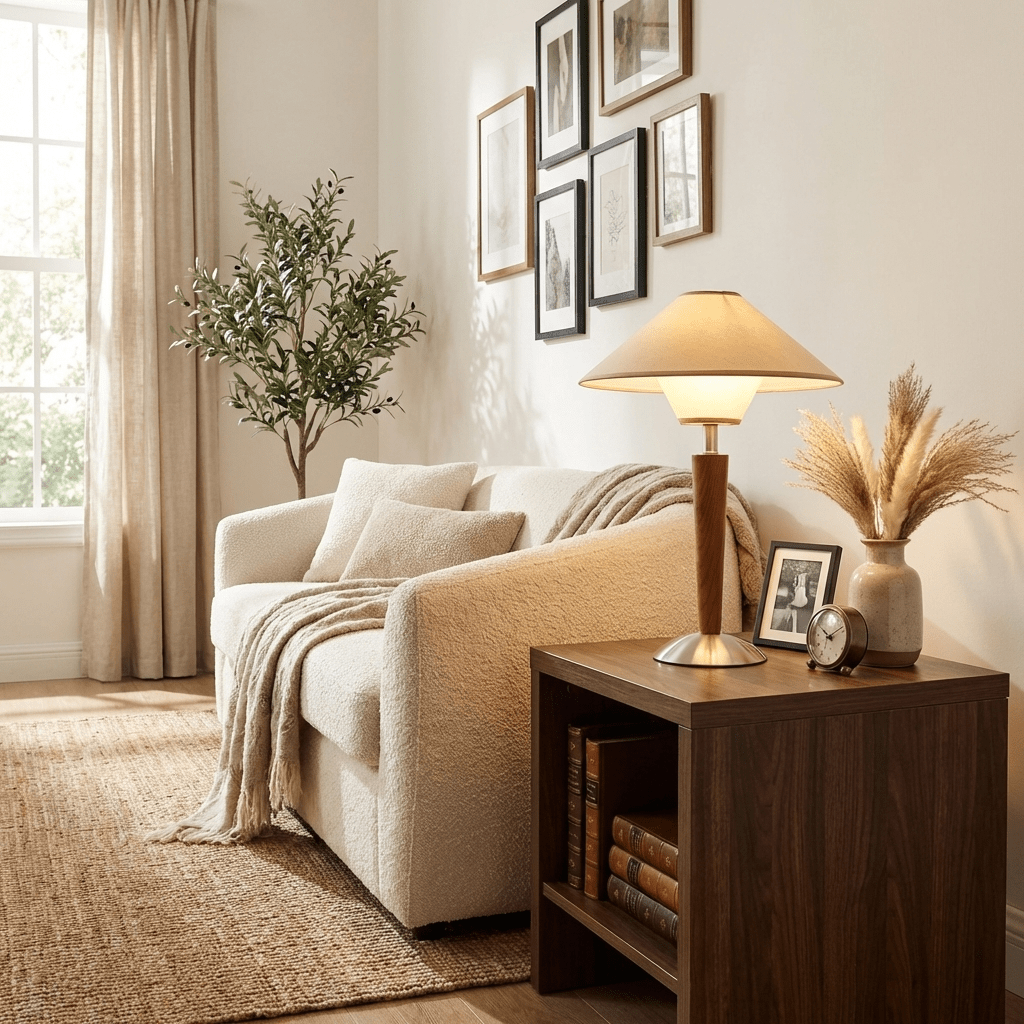 Alderwood Linen Shade Table Lamp