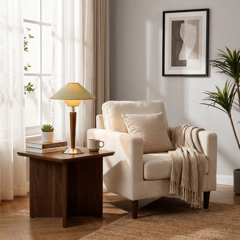 Alderwood Linen Shade Table Lamp