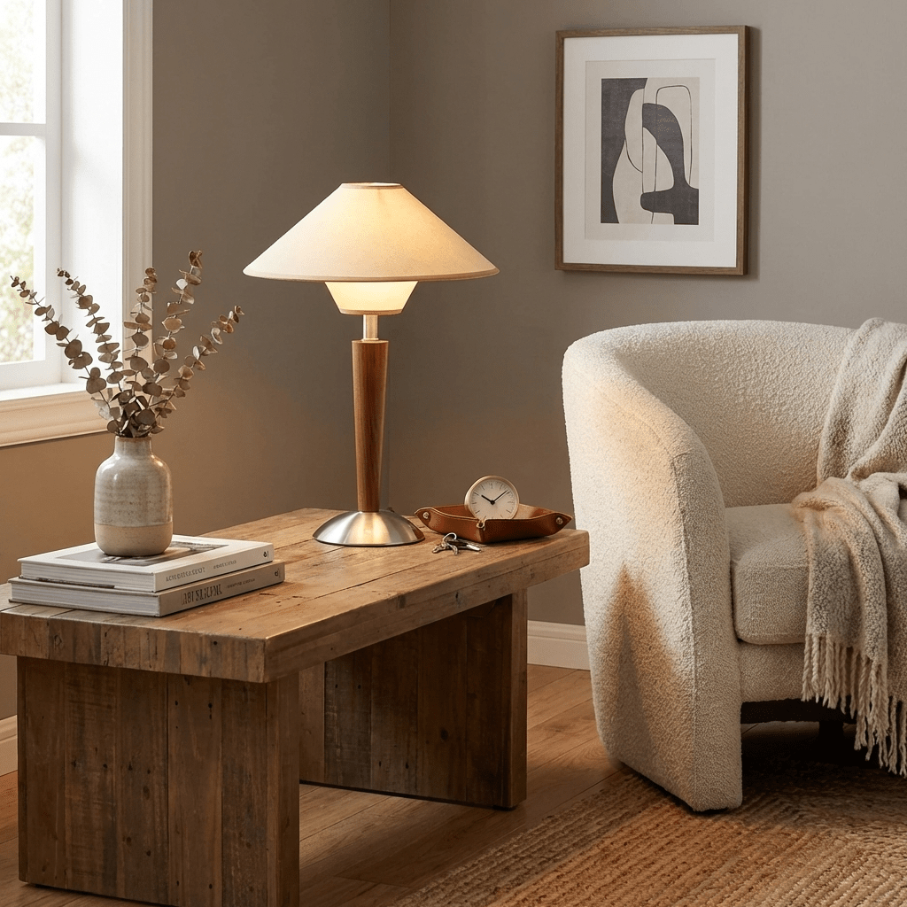Alderwood Linen Shade Table Lamp