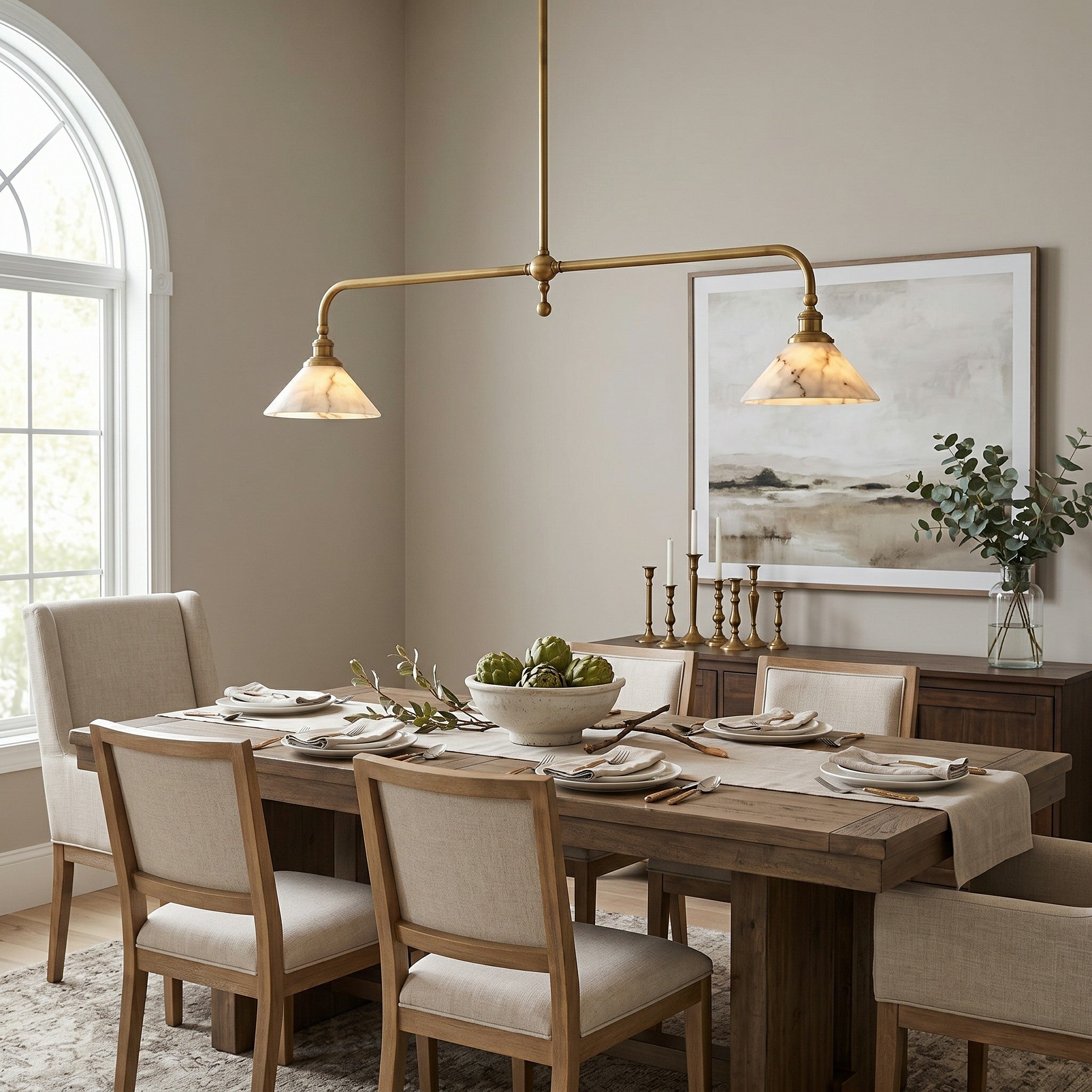 Alabaster Linear Island Pendant Light