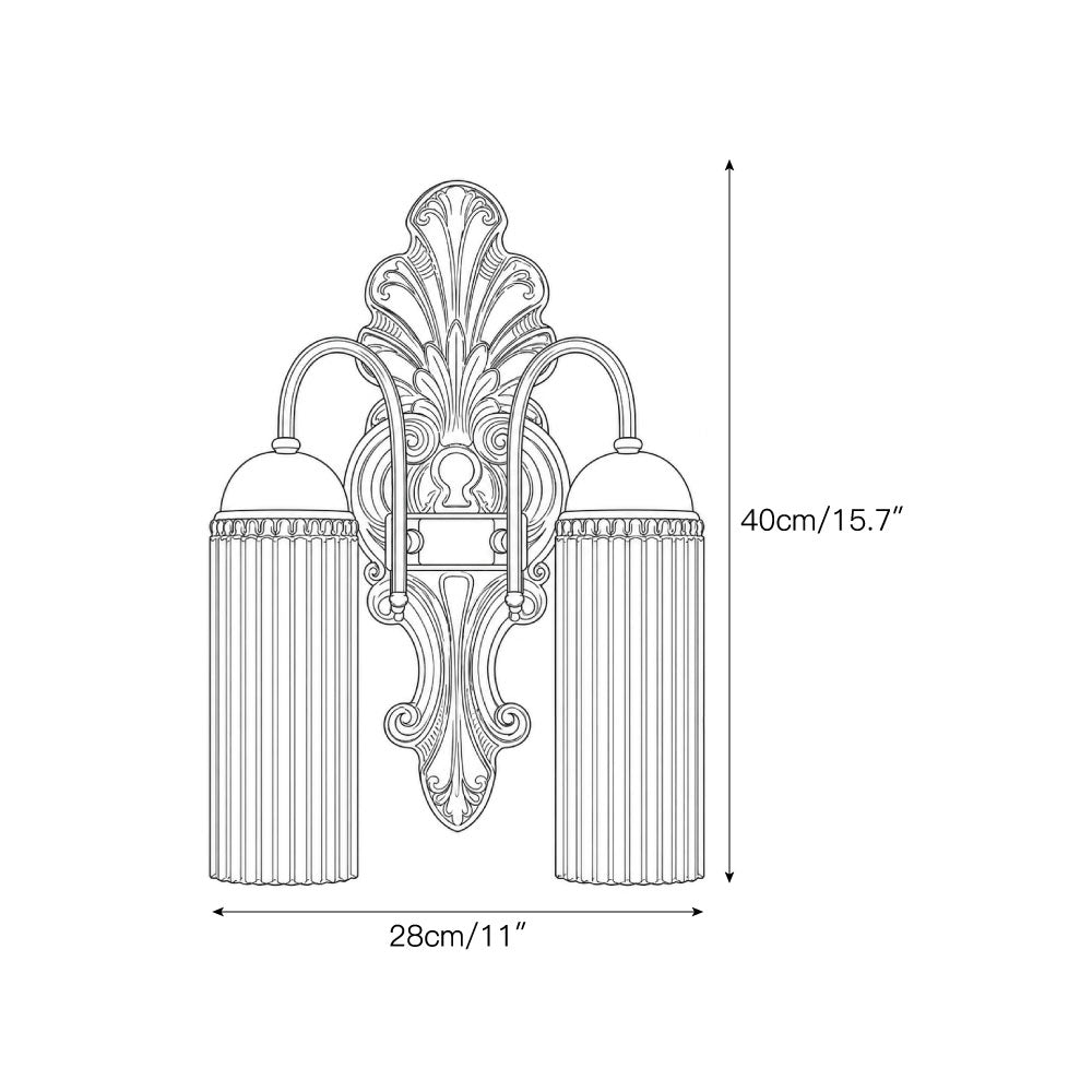 Baroque Brass Fluted Glass Wall Sconce