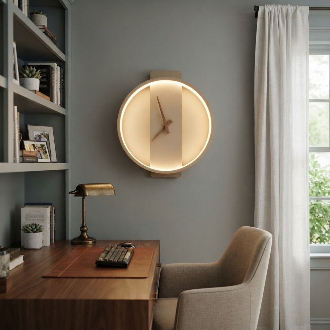 Compact Clock Wall Light