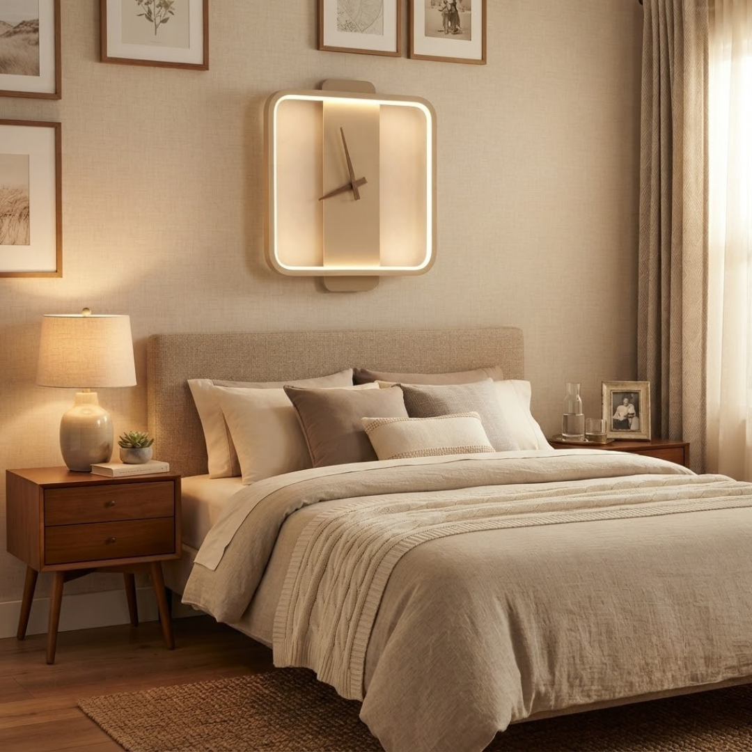 Compact Clock Wall Light