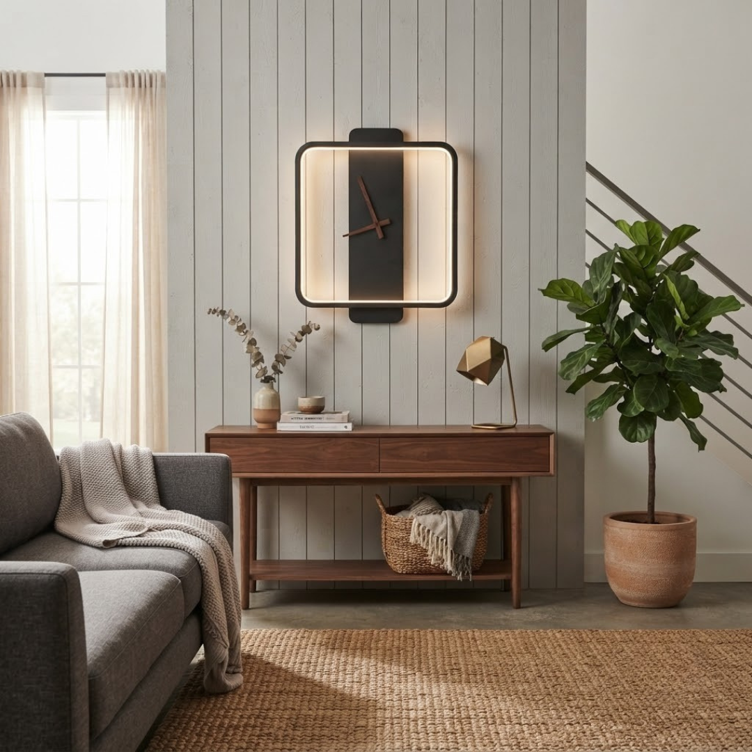 Compact Clock Wall Light