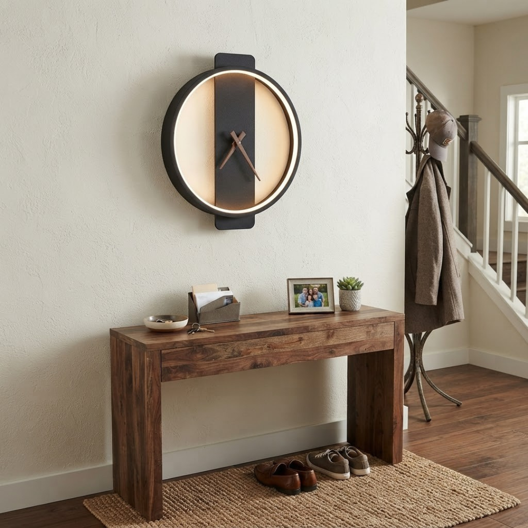 Compact Clock Wall Light