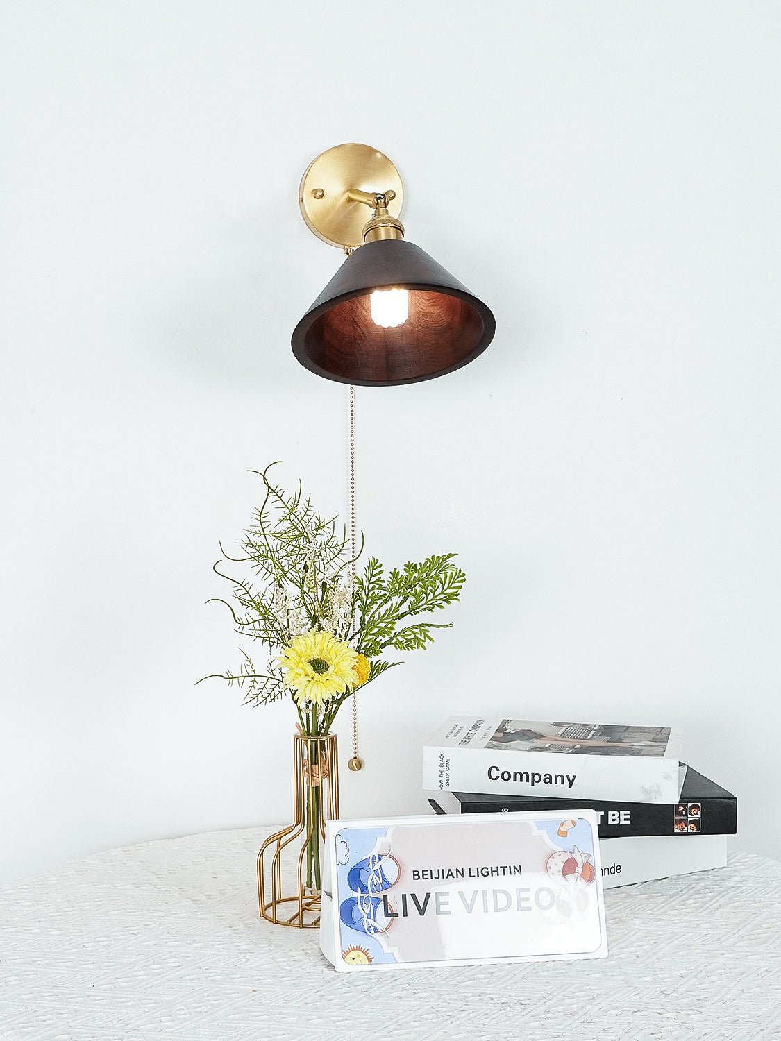 Torva Walnut & Brass Dome Sconce