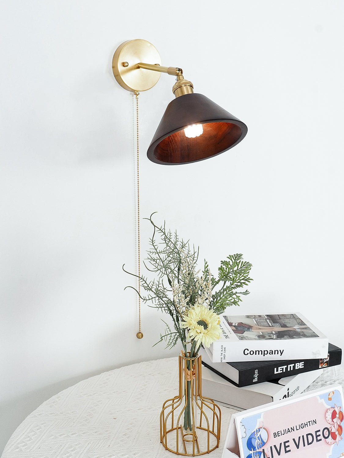 Torva Walnut & Brass Dome Sconce