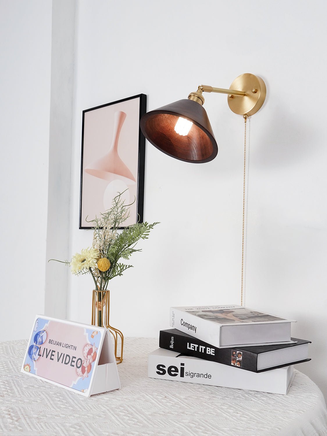 Torva Walnut & Brass Dome Sconce