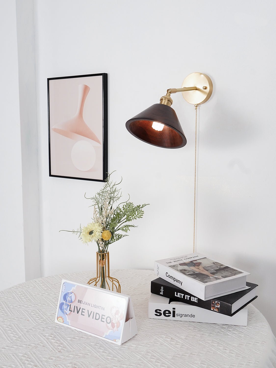 Torva Walnut & Brass Dome Sconce
