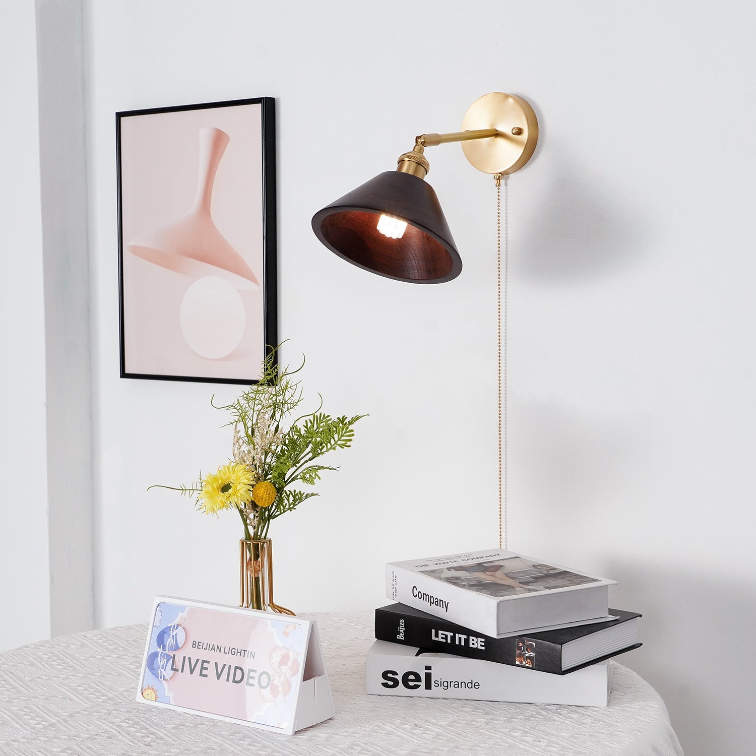 Torva Walnut & Brass Dome Sconce