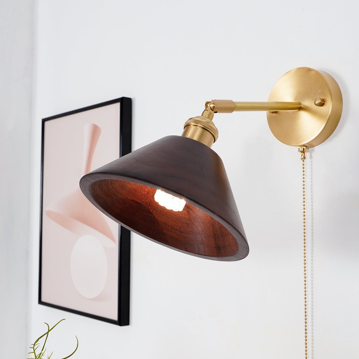 Torva Walnut & Brass Dome Sconce