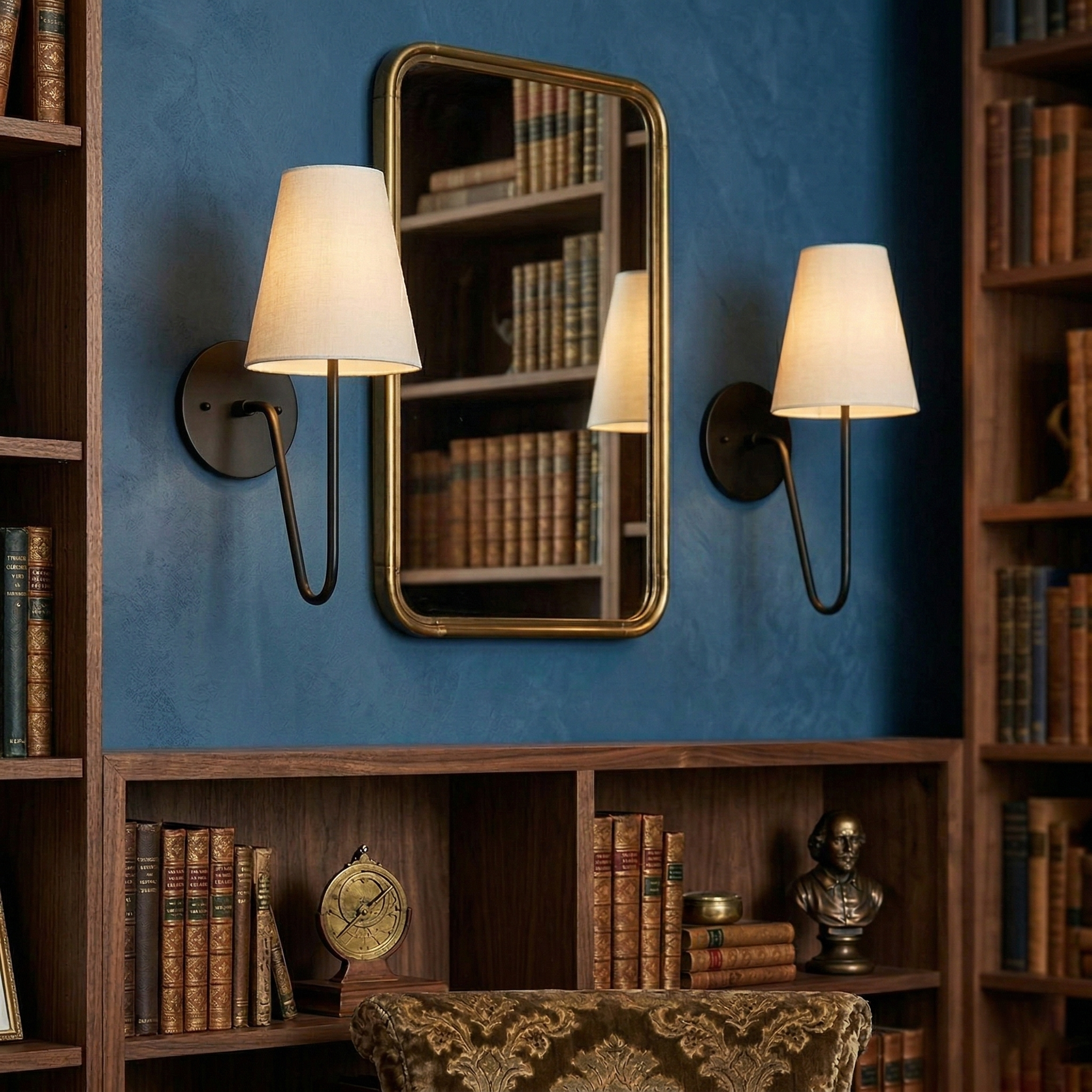 Cove Antiqued Brass Curved Sconce