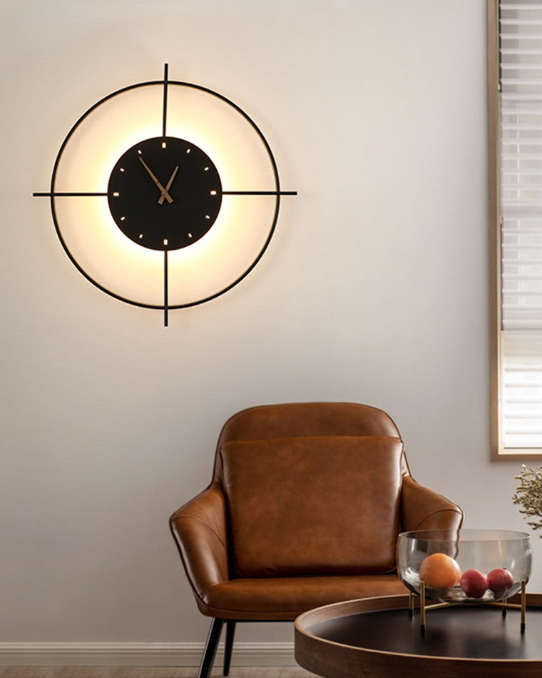 Round LED Clock Wall Light