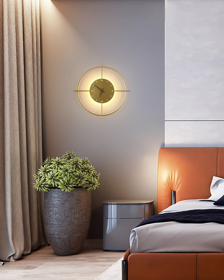 Round LED Clock Wall Light