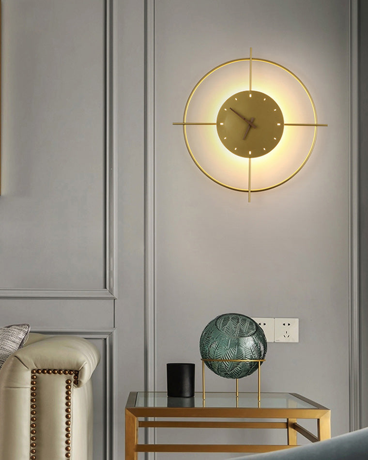 Round LED Clock Wall Light