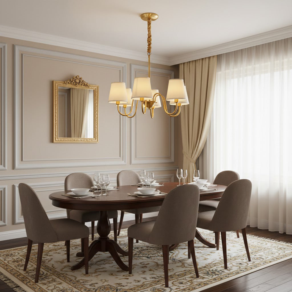 Harrow Aged Brass & Linen Chandelier