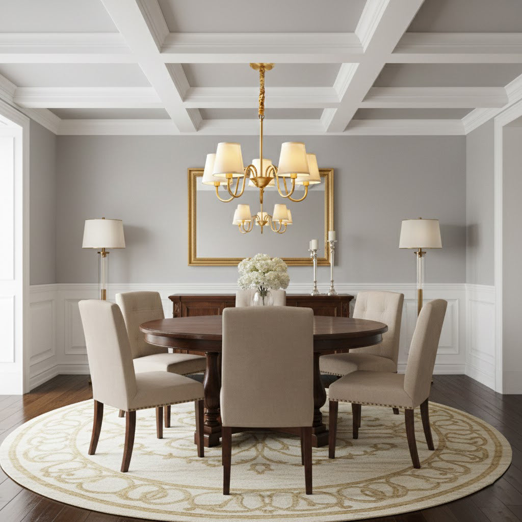 Harrow Aged Brass & Linen Chandelier