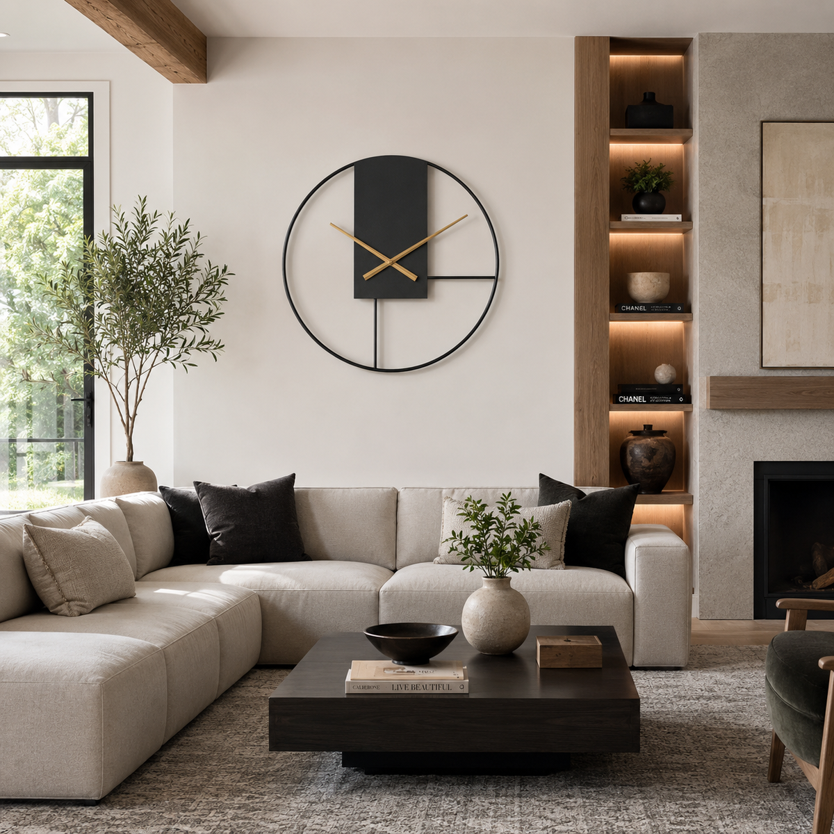 Japandi Black Frame Wall Clock