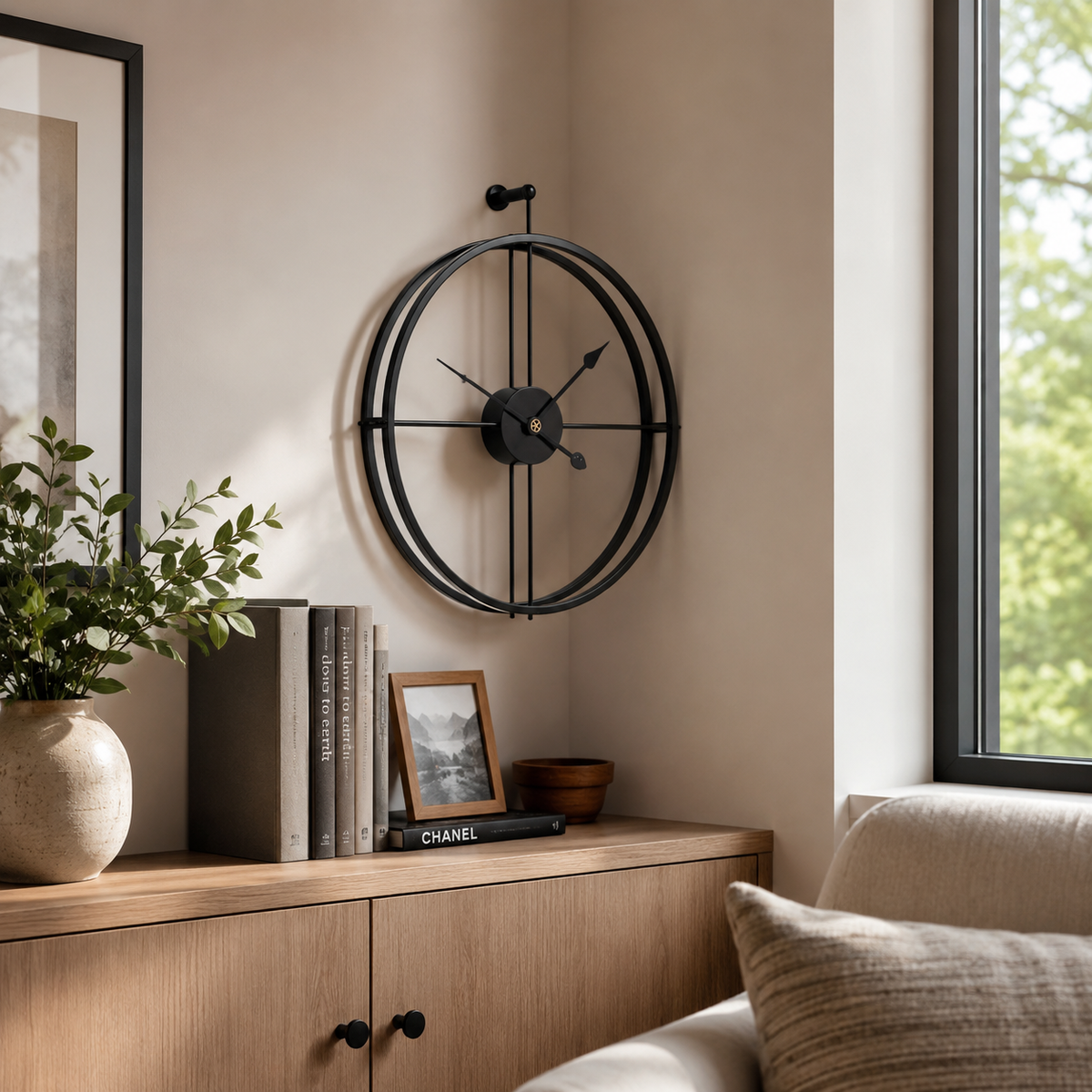 Oversized Open-Frame Metal Wall Clock