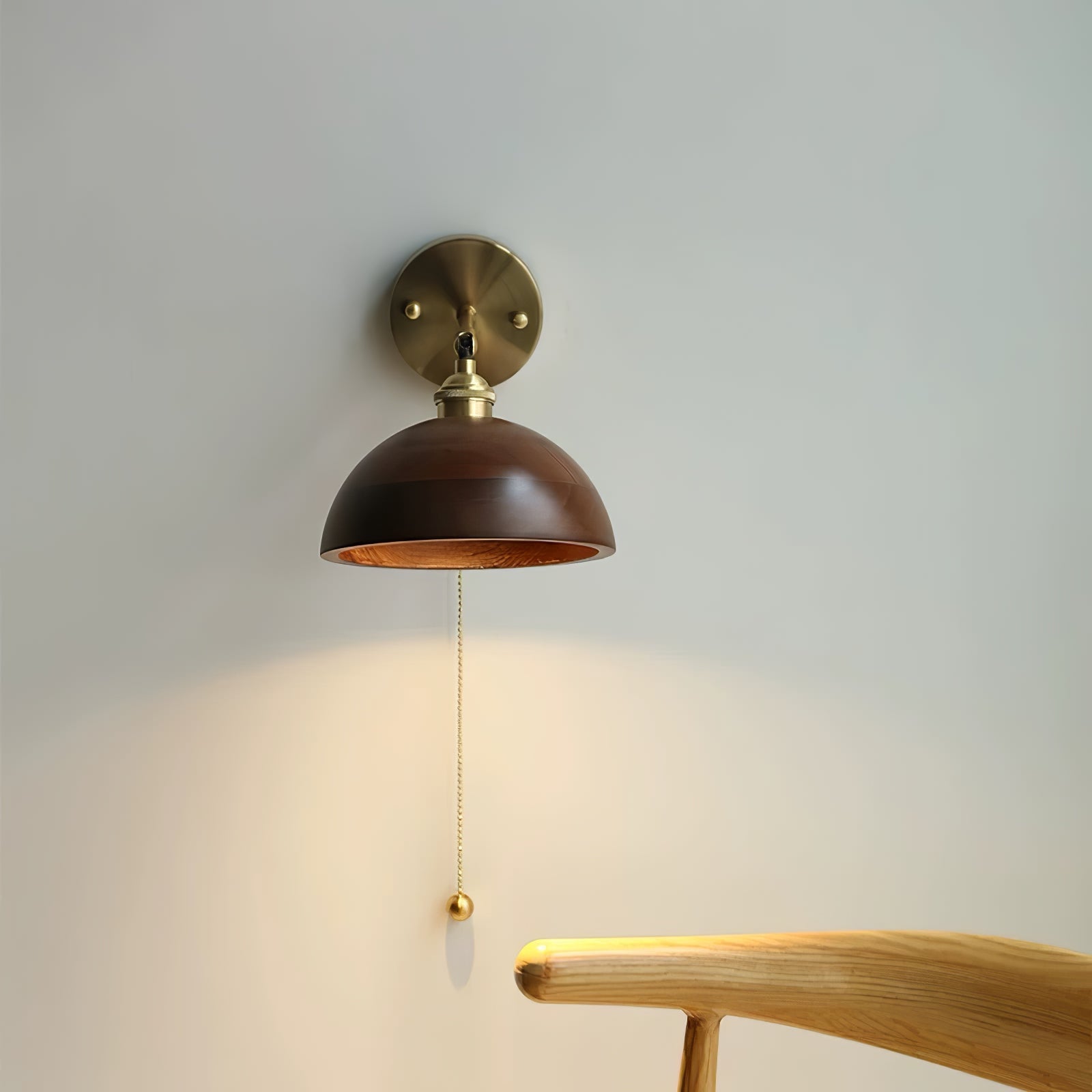 Torva Walnut & Brass Dome Sconce